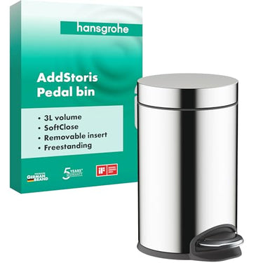 hansgrohe AddStoris pedal bin, bathroom waste bin, chrome, 3l on sale